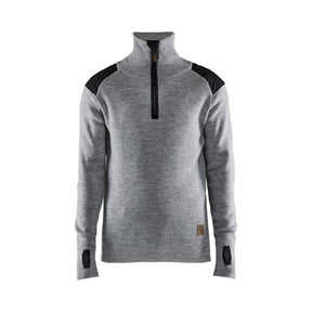 Blåkläder ullgenser i 100 % ull med høy hals og ½ zip.
