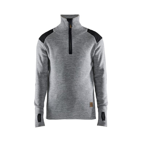 Blåkläder ullgenser i 100 % ull med høy hals og ½ zip.
