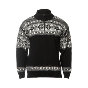 Bråtens Snøstjerne ullgenser med ½ zip og høy fleecefôret hals, laget i 100 % norsk ull.