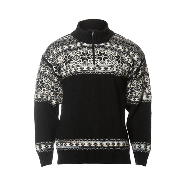 Bråtens Snøstjerne ullgenser med ½ zip og høy fleecefôret hals, laget i 100 % norsk ull.