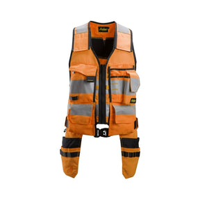 Verktøyvest med høy synlighet og praktiske lommer for mobil og verktøy.