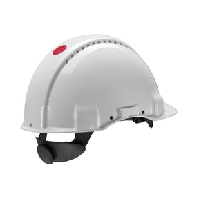 3M G3000 ventilert vernehjelm med rattjustering, Uvicator og EN 397-godkjenning til profesjonelt arbeid.