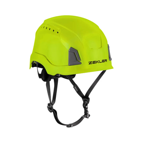 Zekler vernehjelm med 12 ventilasjonshull, integrerte klikkfester og sertifisering etter EN 397 og EN 12492 – utstillingsmodell.
