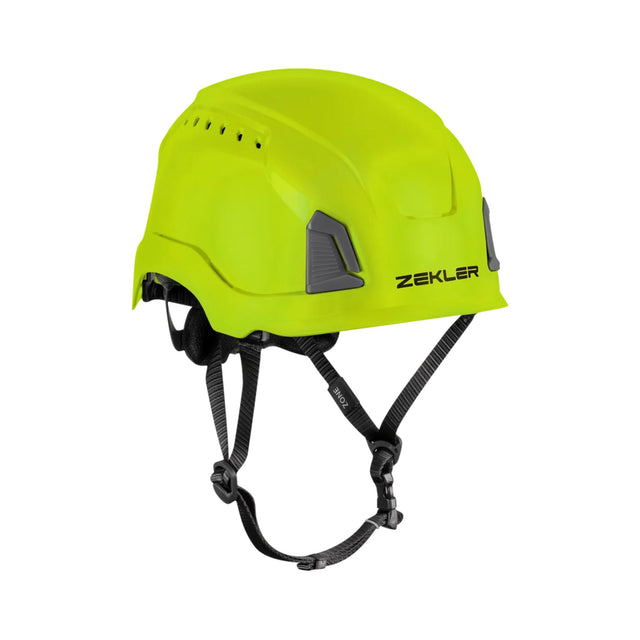 Zekler vernehjelm med 12 ventilasjonshull, integrerte klikkfester og sertifisering etter EN 397 og EN 12492 – utstillingsmodell.