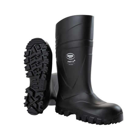 Bekina vernestøvel i PU med kompositt tåhette og Kevlar spikertrampbeskyttelse for krevende arbeidsmiljøer.
