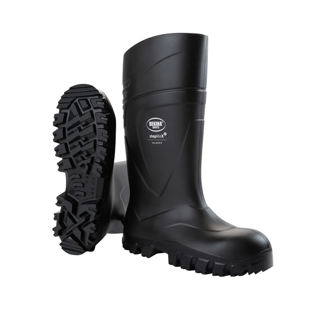 Bekina vernestøvel i PU med kompositt tåhette og Kevlar spikertrampbeskyttelse for krevende arbeidsmiljøer.