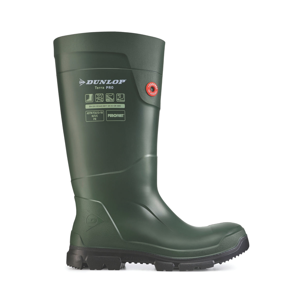 Dunlop TerraPRO S5 Purofort – Vernestøvler for krevende arbeidsforhold: S5-sertifiserte støvler med ståltupp, SRC-slipemotstand og holdbarhet. Perfekte for bygg- og anleggsbransjen som krever pålitelig sikkerhet og komfort.
