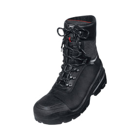 Vinterfôret vernestøvel fra Uvex med ståltåhette, fleecefôr og ekstra bred lest – perfekt for kalde arbeidsdager.