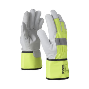 OX-ON Vinterhansker Supreme 3605 kombinerer mykt geiteskinn med fluoriserende mansjett for høy synlighet og komfort i kalde arbeidsmiljøer.