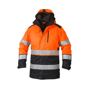 Varm og vindtett vinterparkas fra Björnkläder med høy synlighet og pustende kvalitet.
